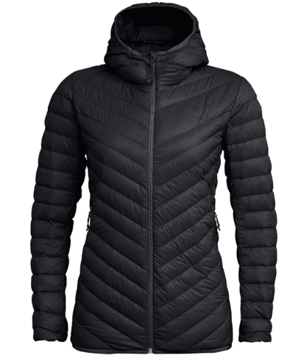Black hooded puffer jacket